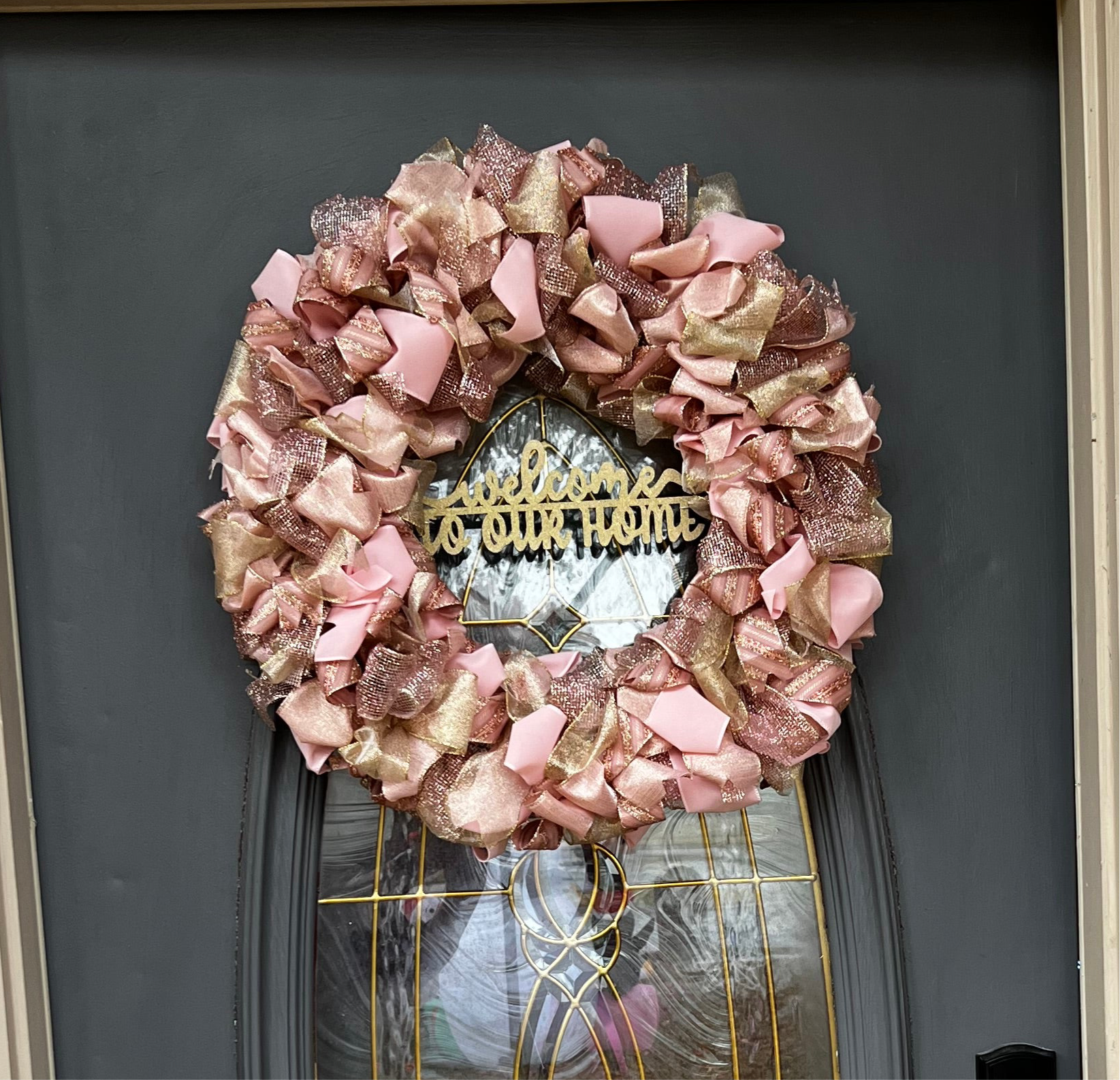 Wreath - Blush & Gold “Welcome to our Home”