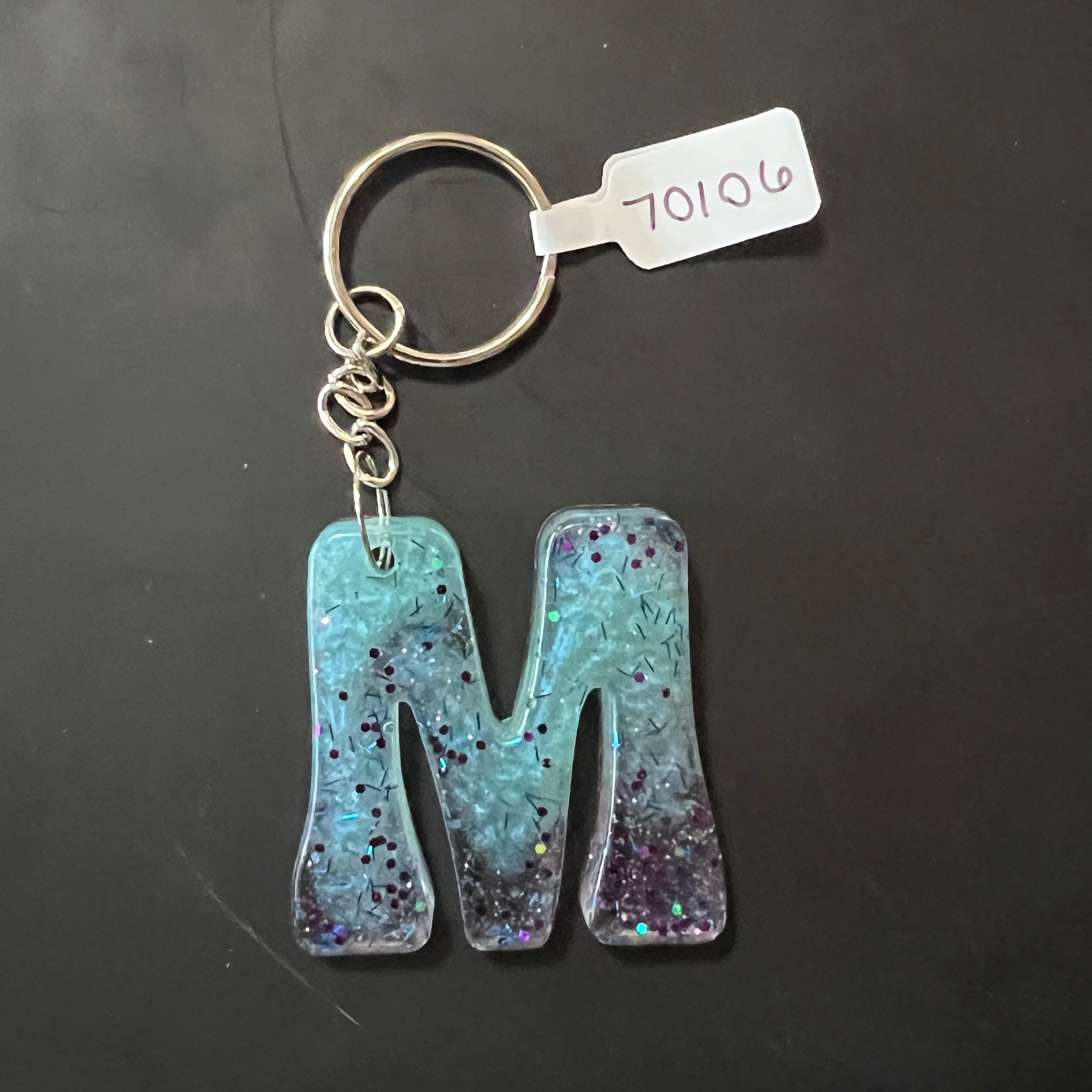 Handmade Resin “M” Initial Keychains
