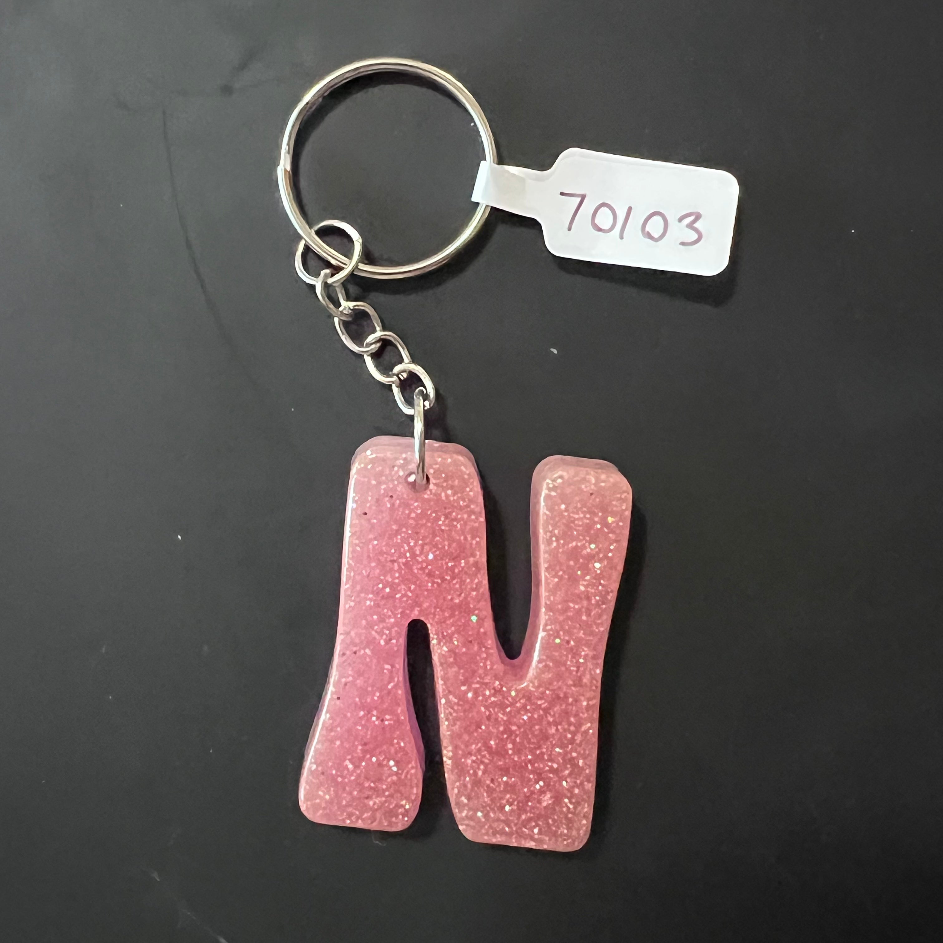 Handmade Resin “N” Initial Keychains