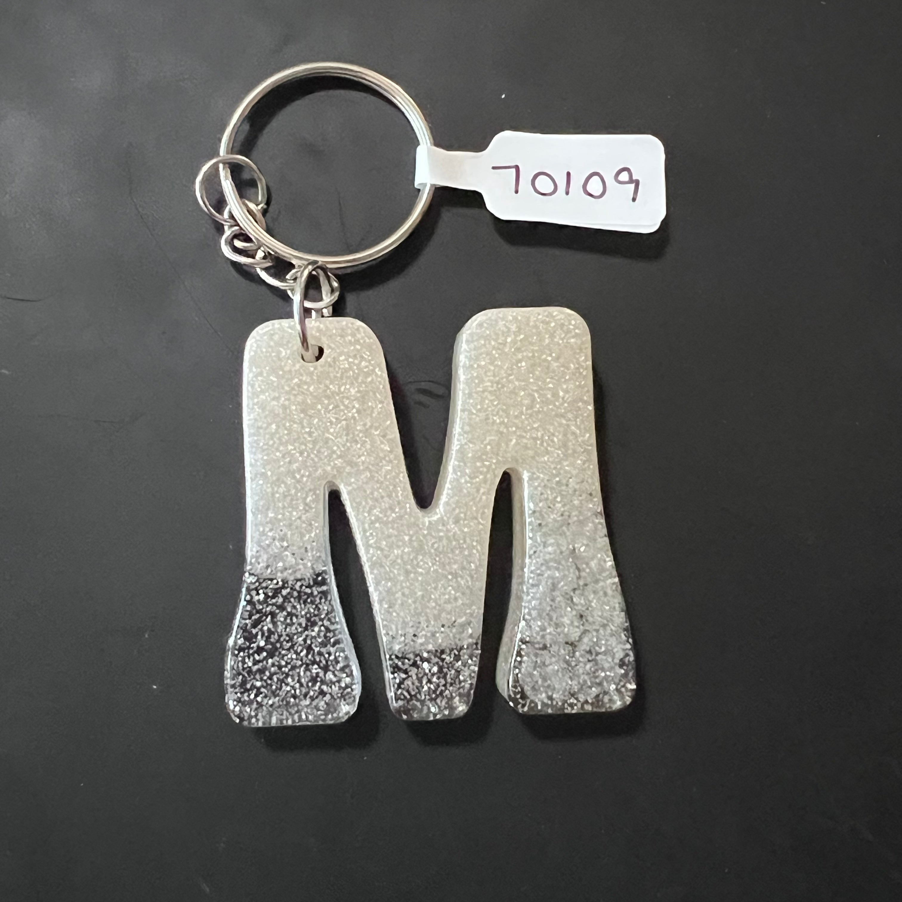 Handmade Resin “M” Initial Keychains