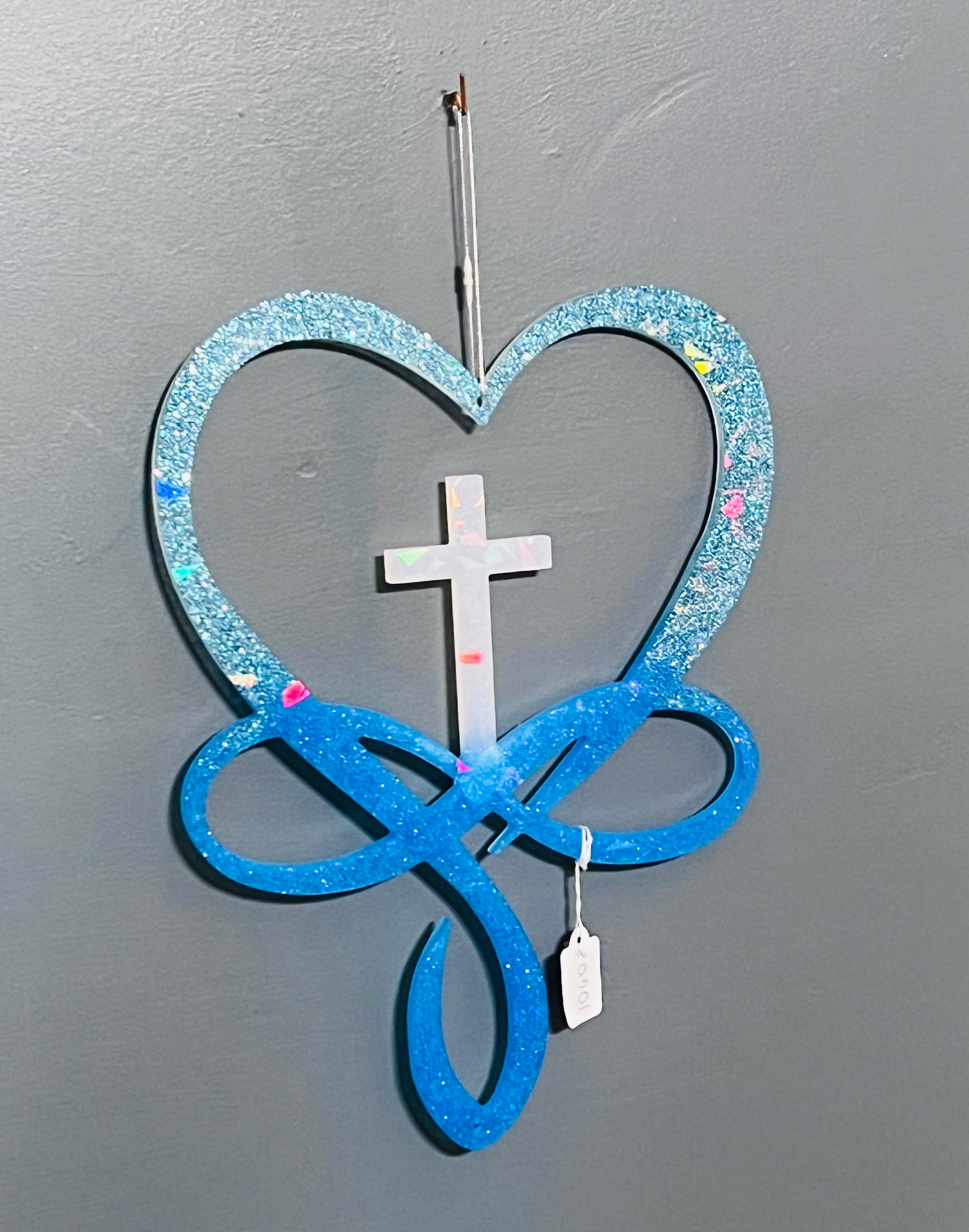 Handmade Infinity Heart Cross Wall Decor