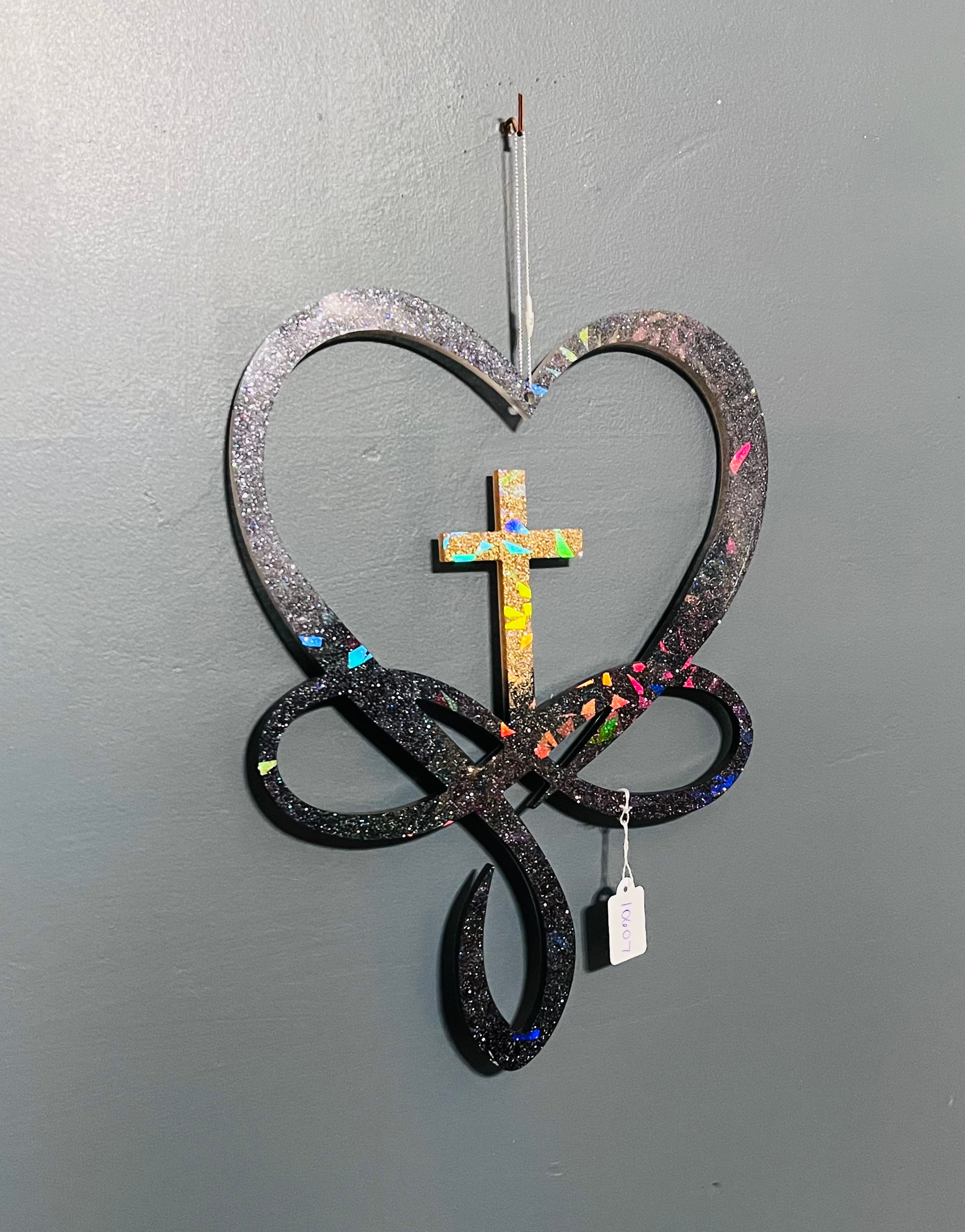 Handmade Infinity Heart Cross Wall Decor