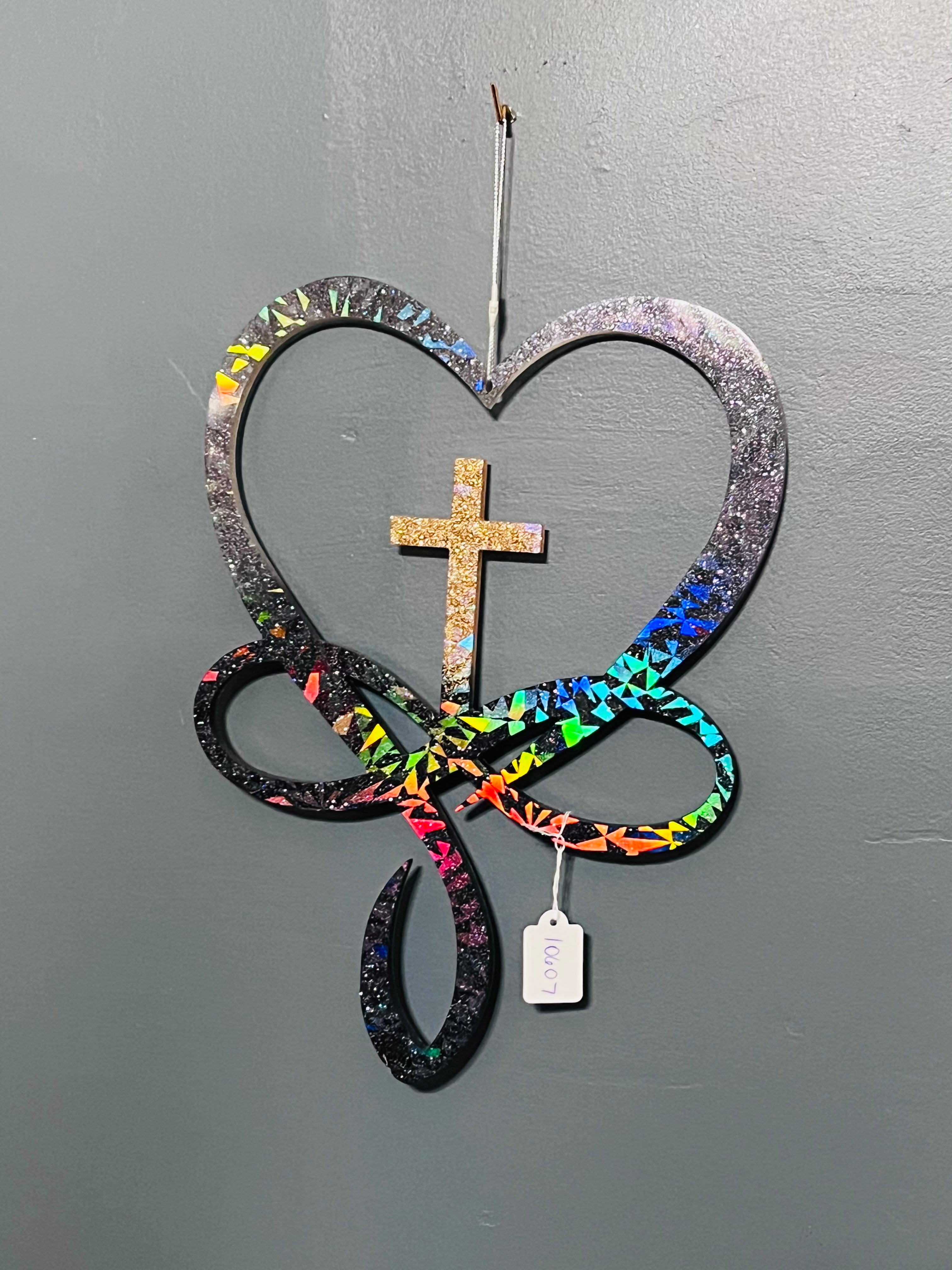 Handmade Infinity Heart Cross Wall Decor