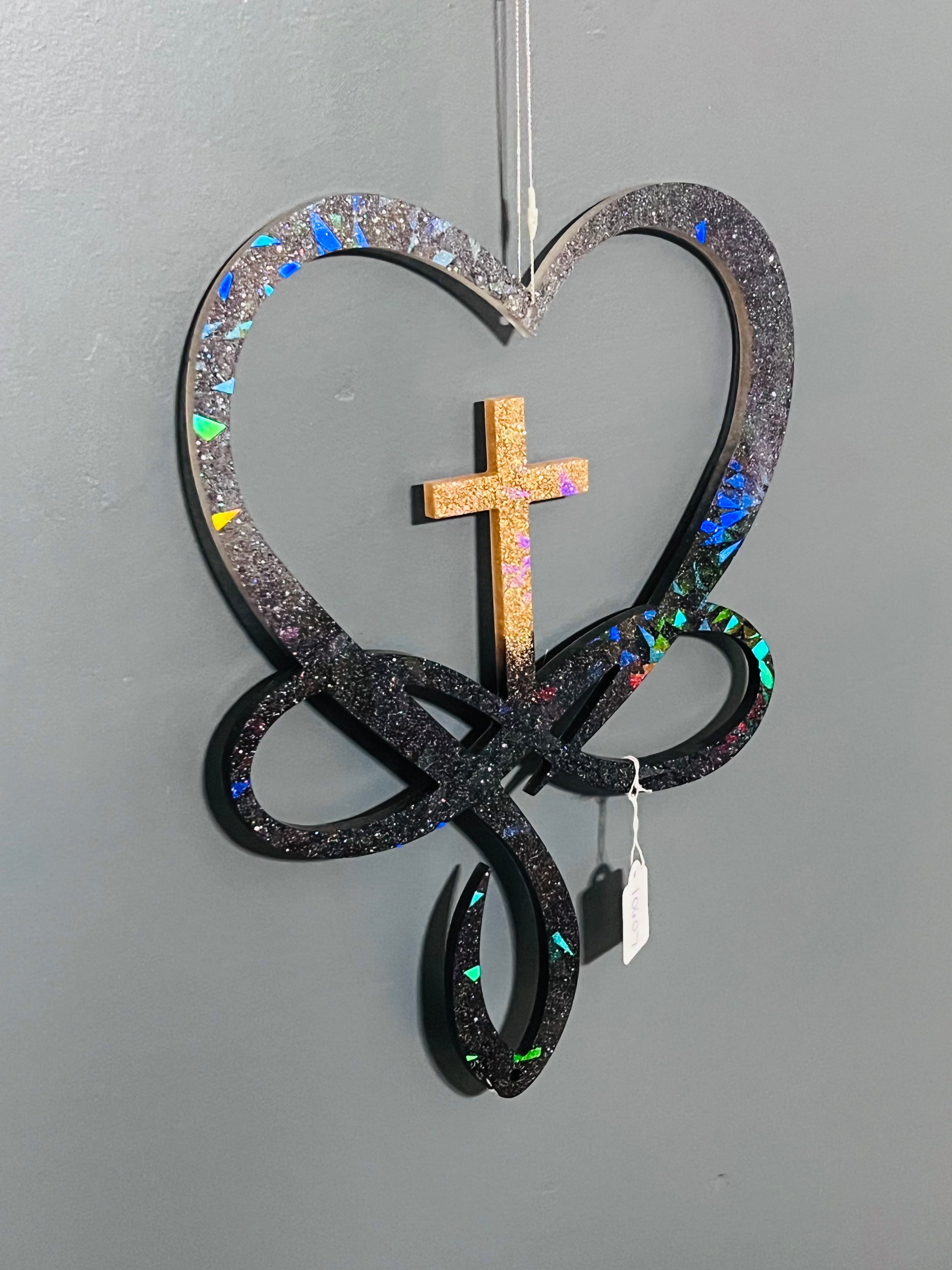 Handmade Infinity Heart Cross Wall Decor