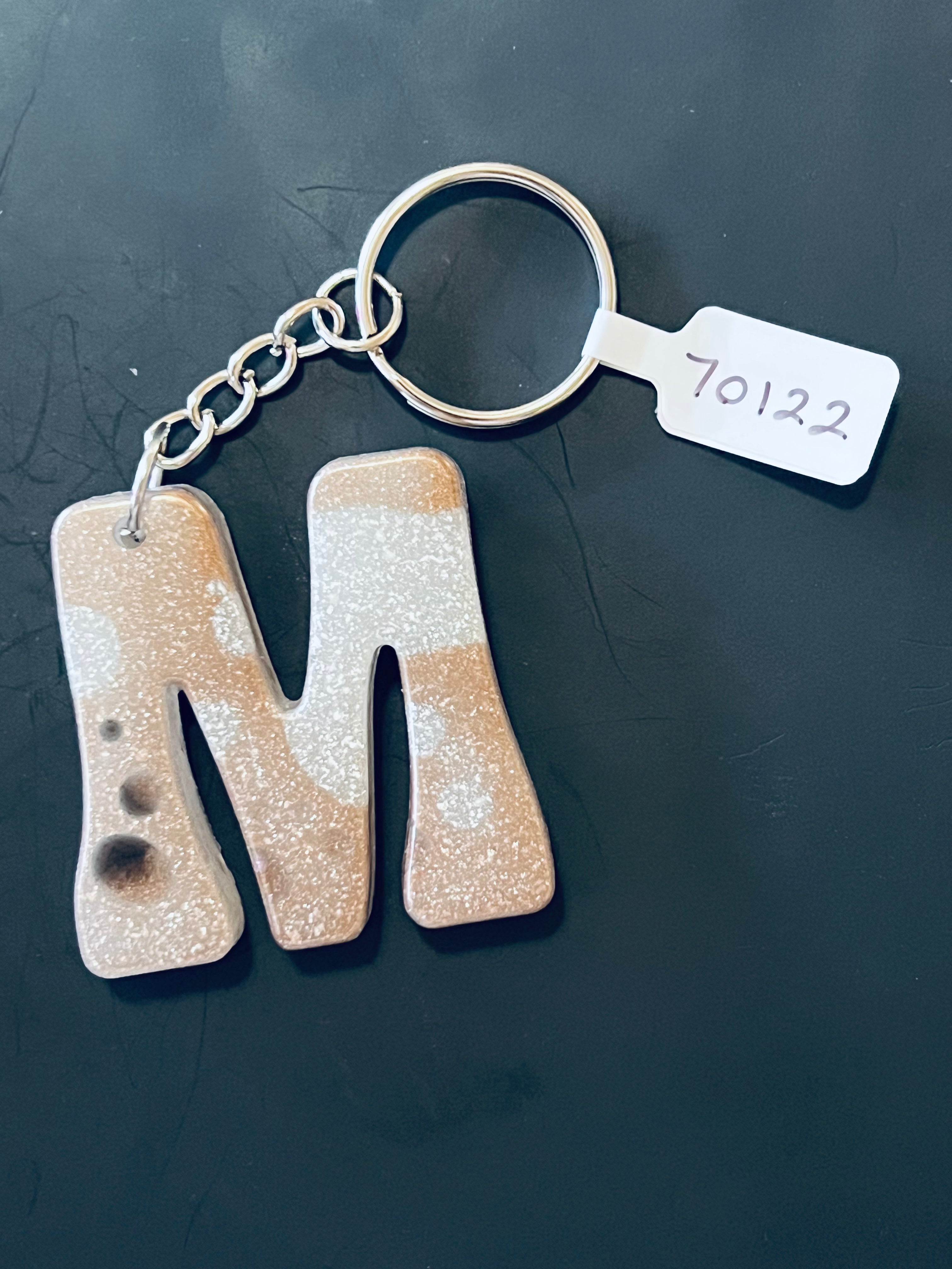 Handmade Resin “M” Initial Keychains