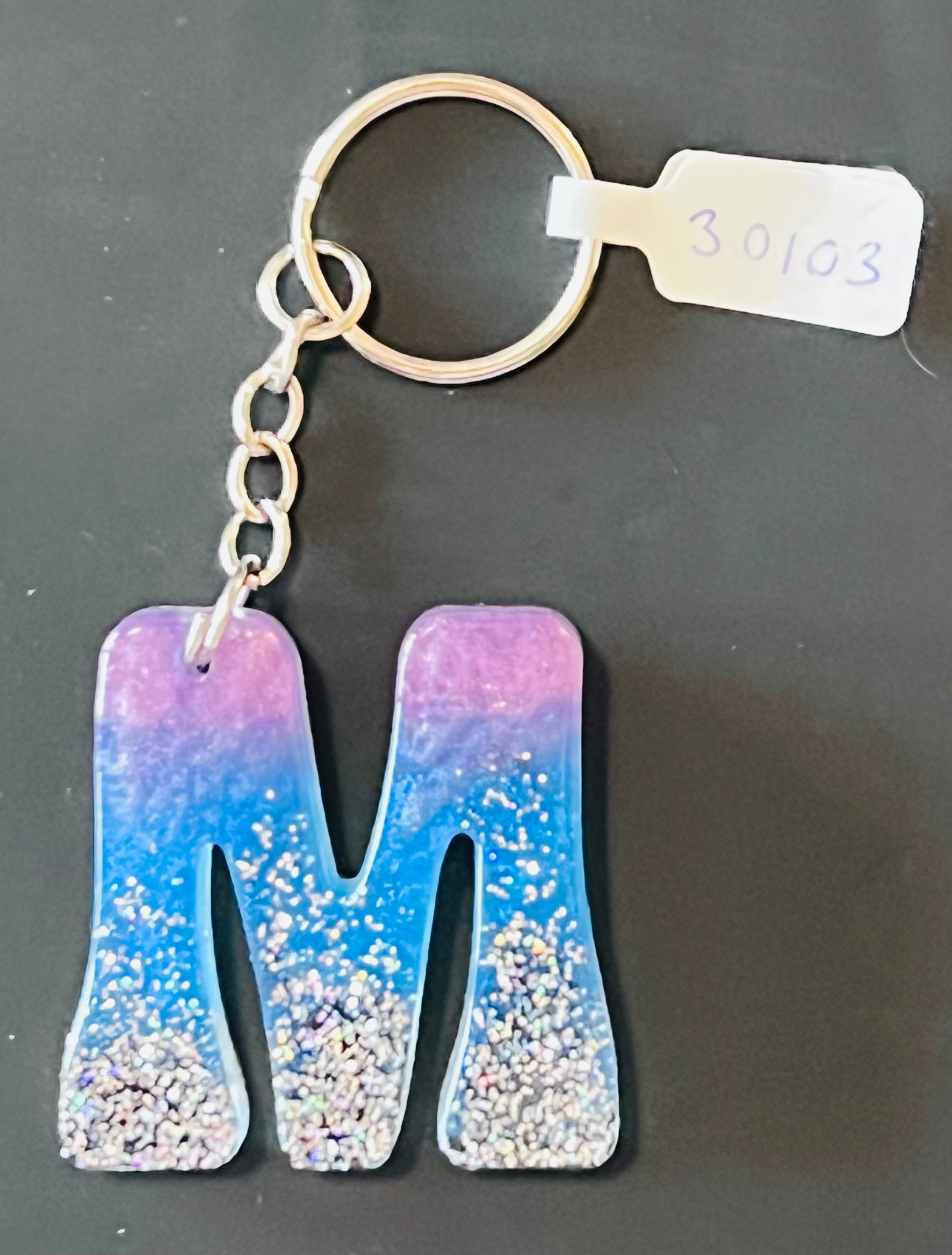 Handmade Resin “M” Initial Keychains