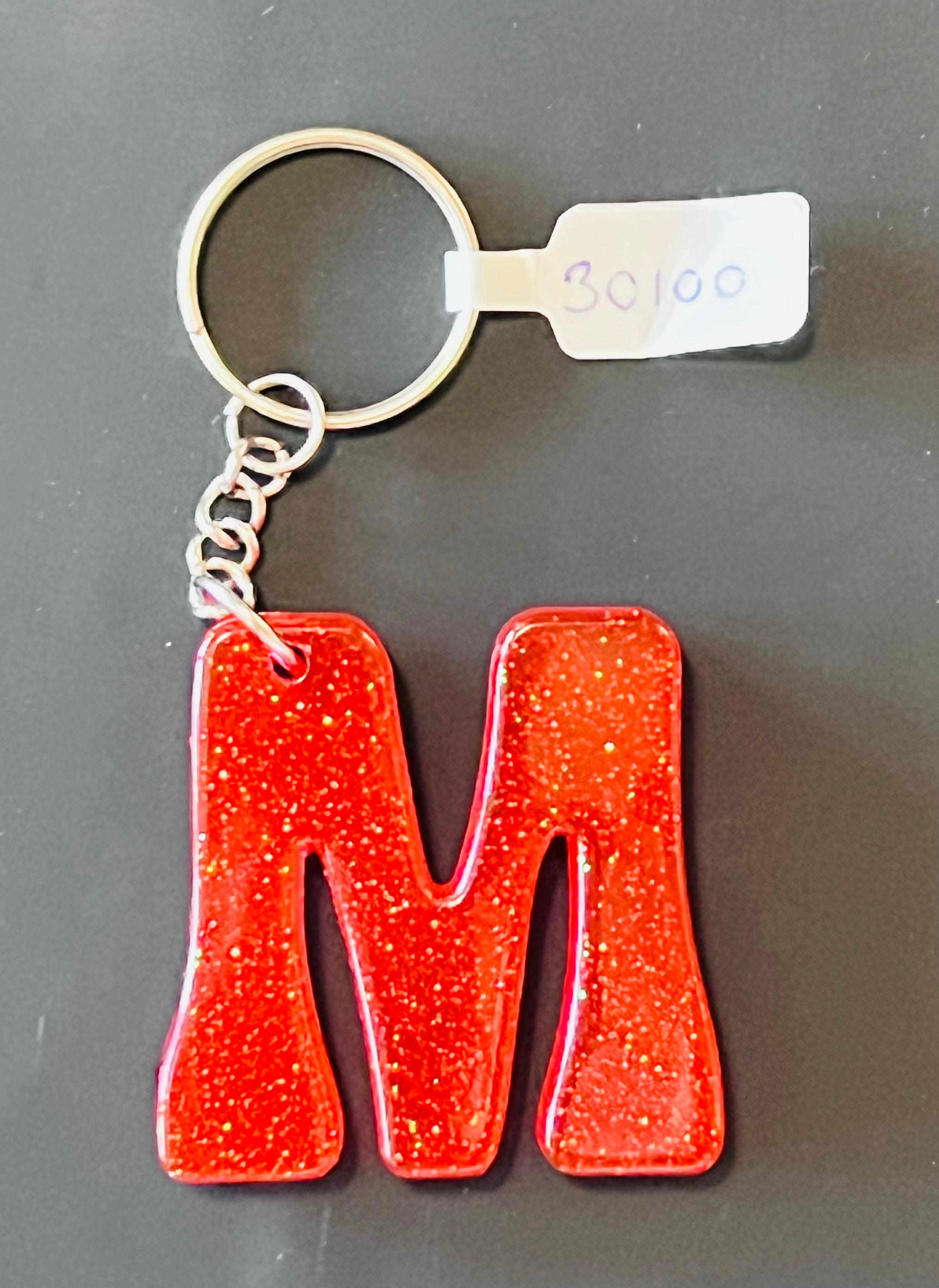 Handmade Resin “M” Initial Keychains