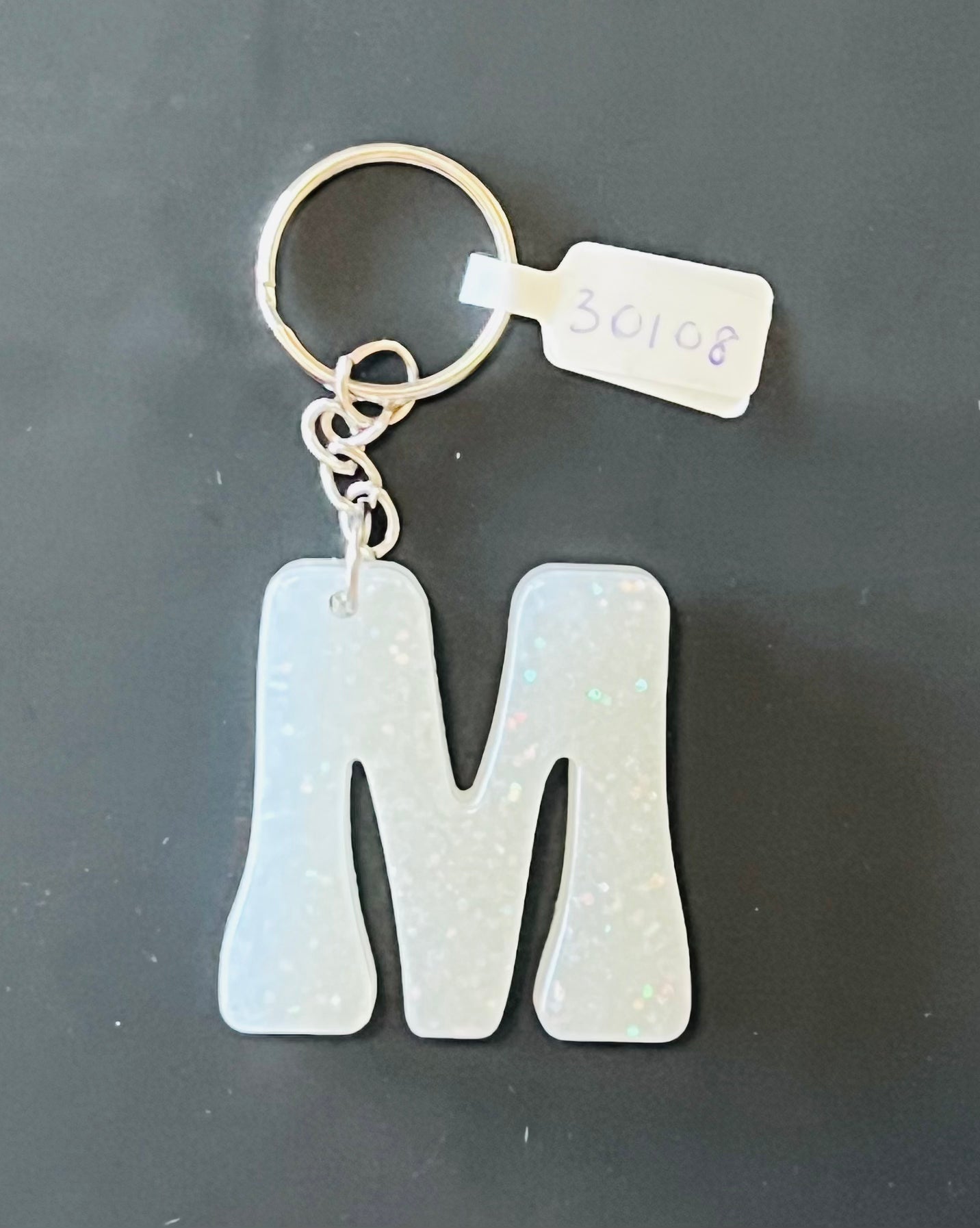 Handmade Resin “M” Initial Keychains