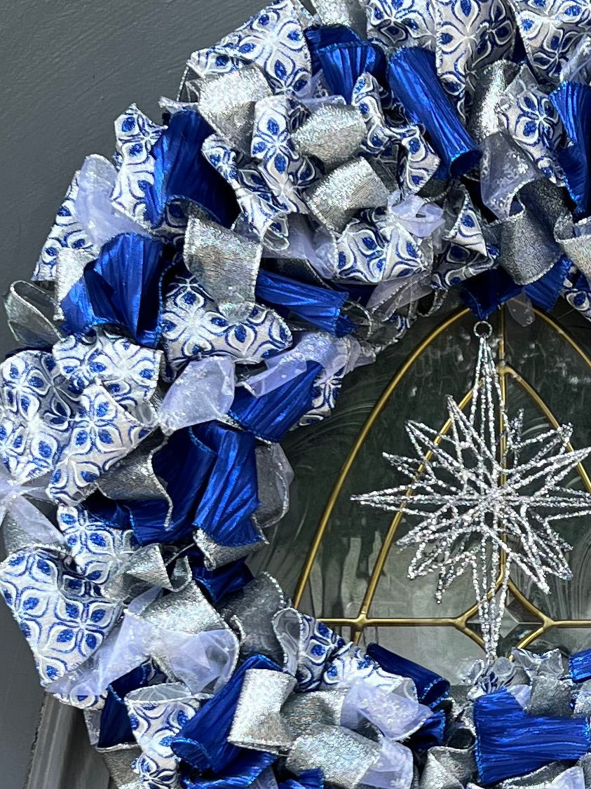 Wreath - Blue & Silver Sparkle