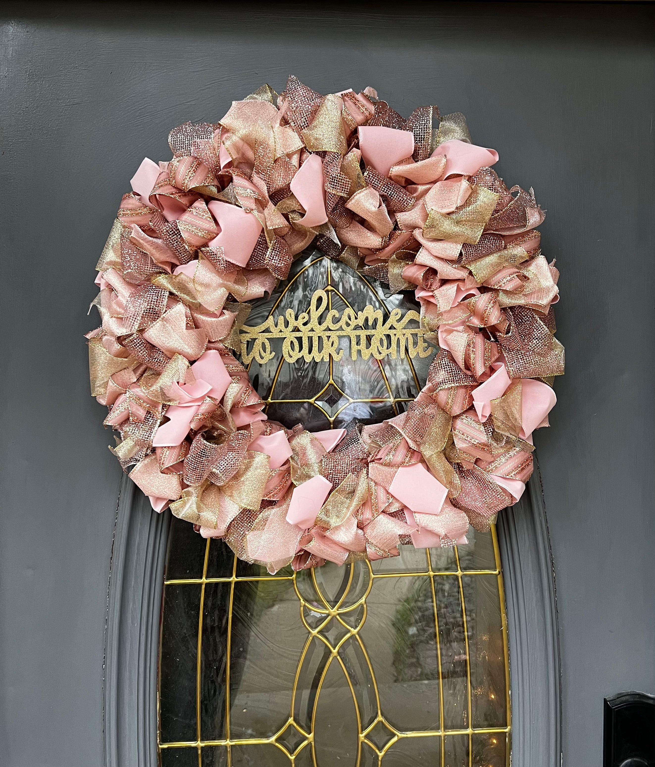 Wreath - Blush & Gold “Welcome to our Home”