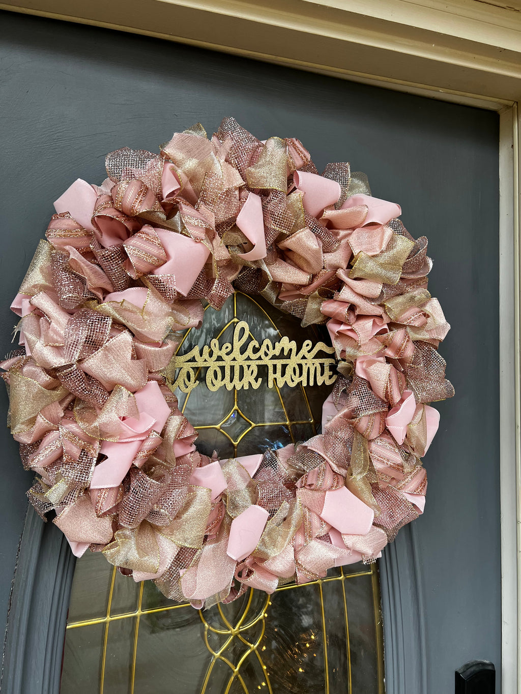 Wreath - Blush & Gold “Welcome to our Home”