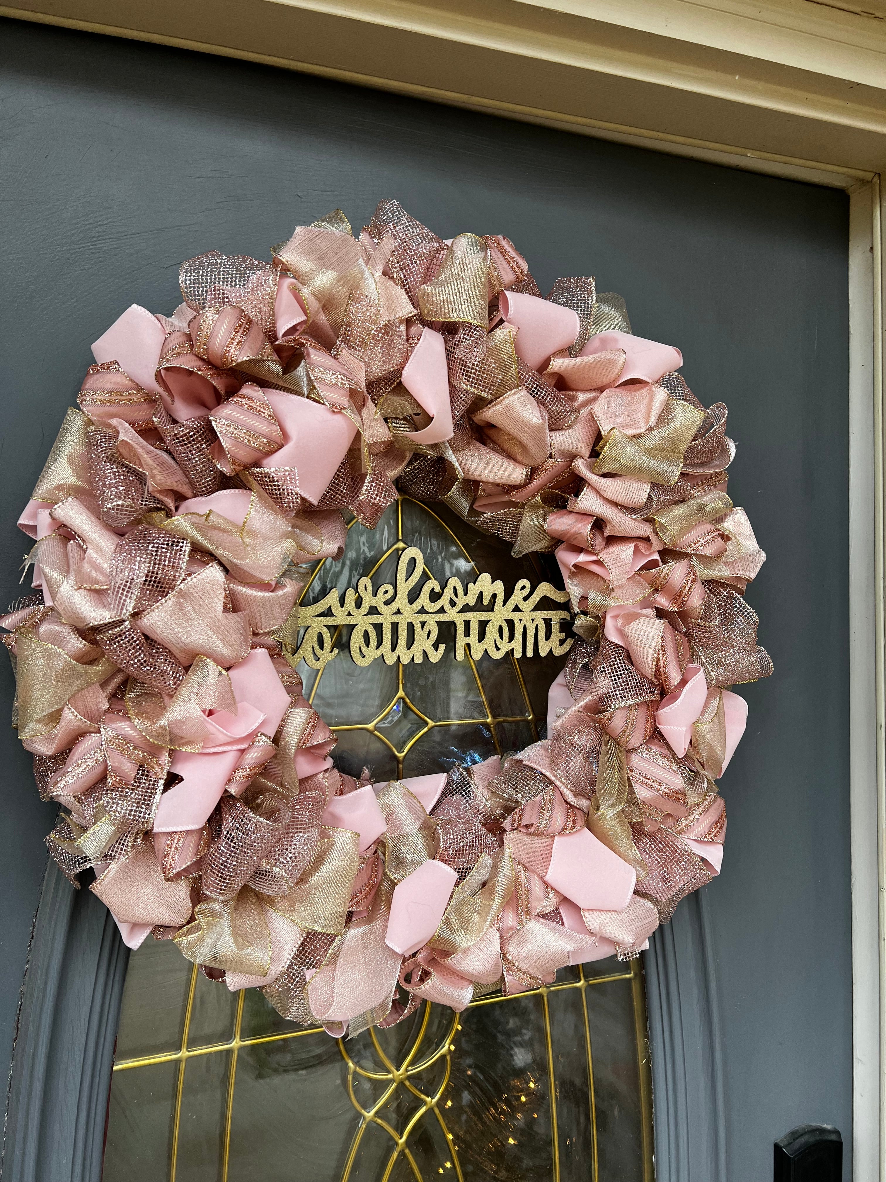 Wreath - Blush & Gold “Welcome to our Home”