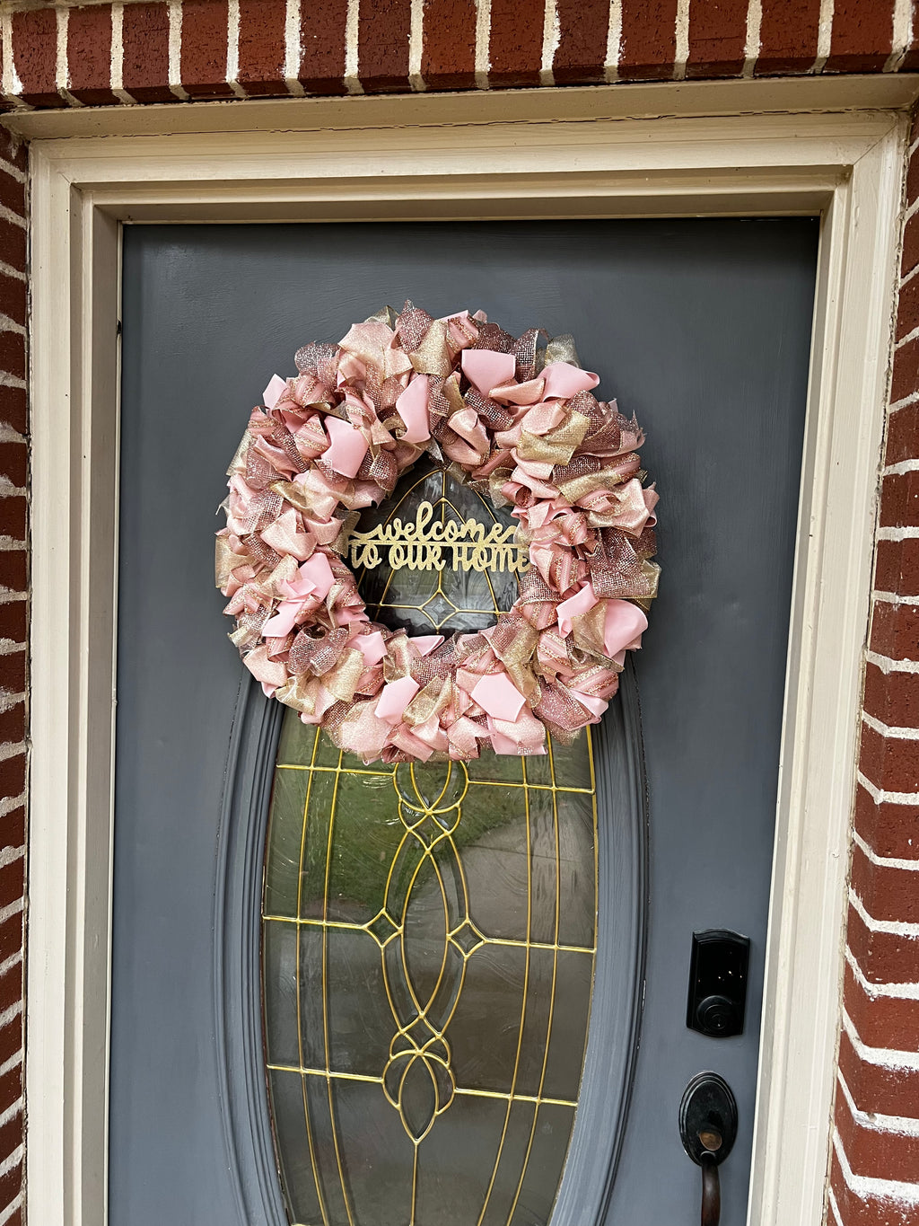 Wreath - Blush & Gold “Welcome to our Home”