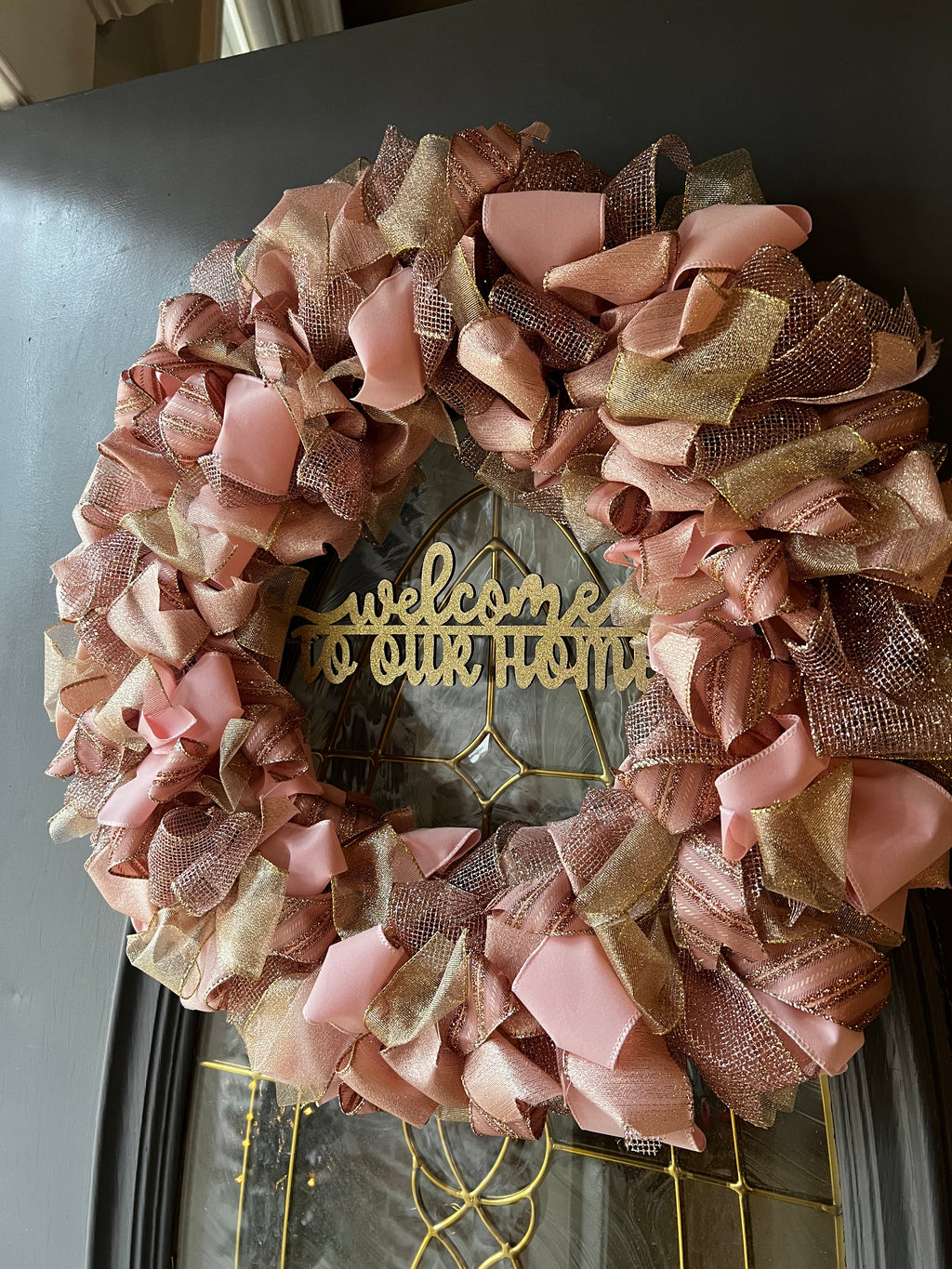 Wreath - Blush & Gold “Welcome to our Home”