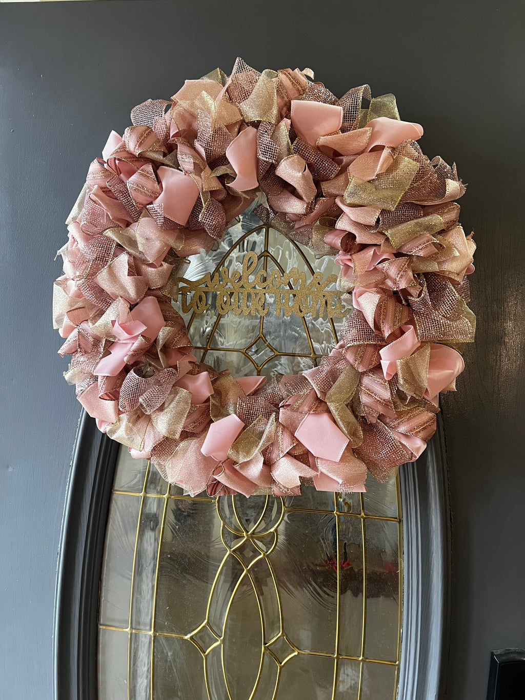 Wreath - Blush & Gold “Welcome to our Home”