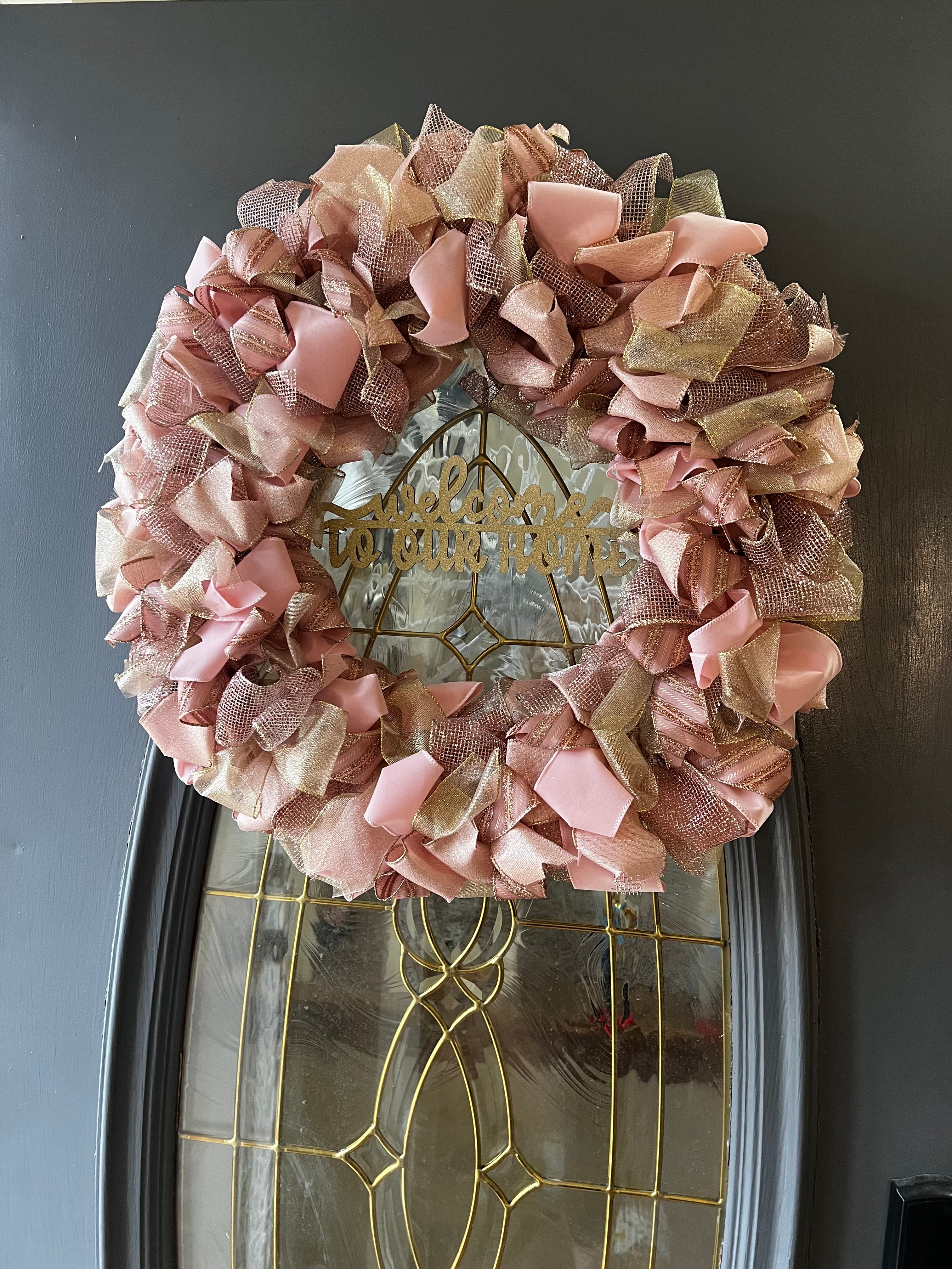 Wreath - Blush & Gold “Welcome to our Home”