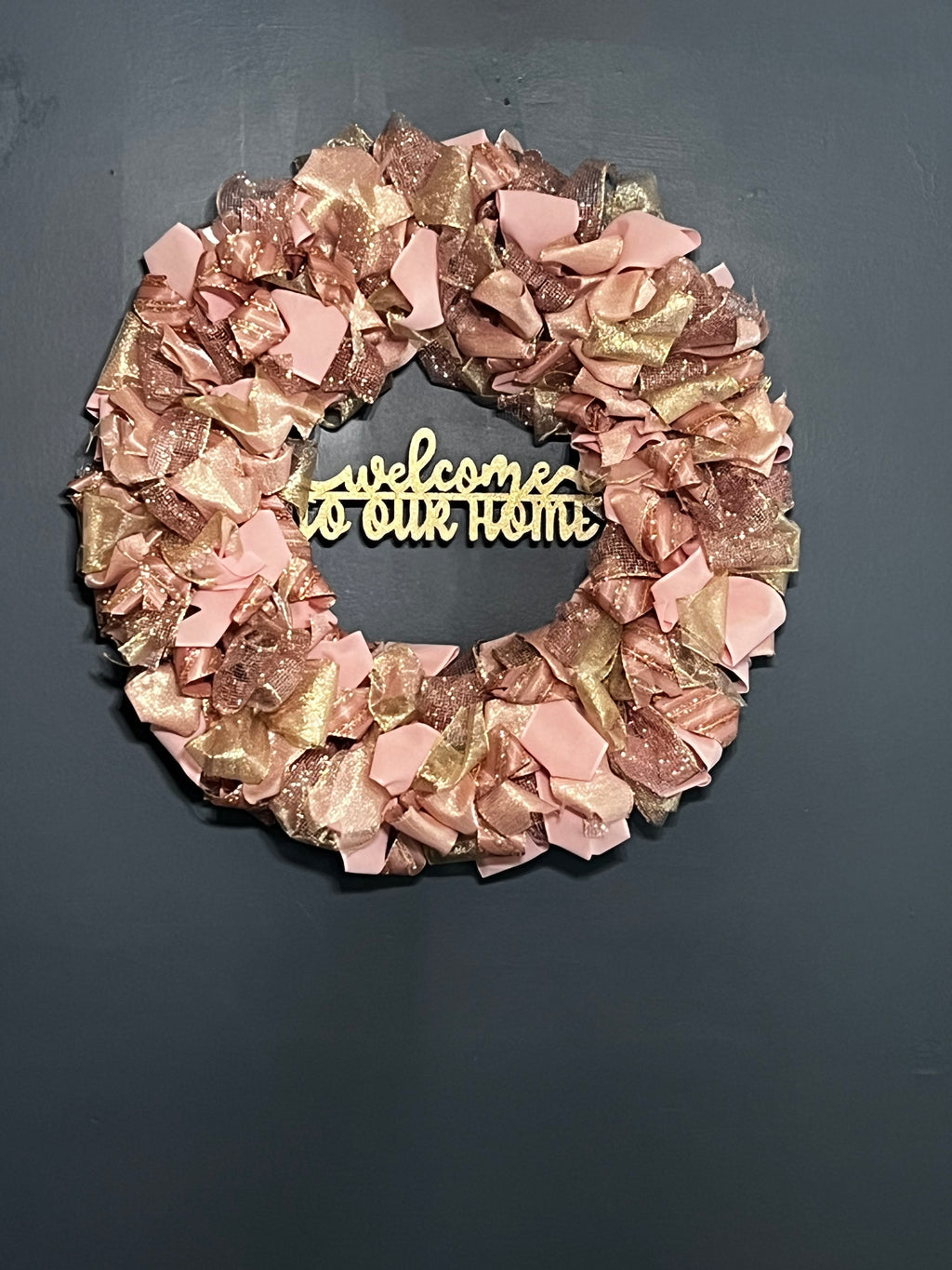 Wreath - Blush & Gold “Welcome to our Home”